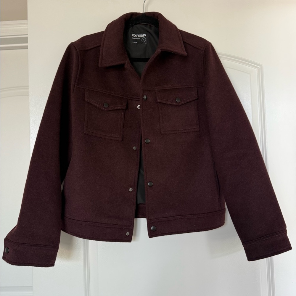 Express Men’s Wool Blend Water-Resistant Jacket Burgundy Small